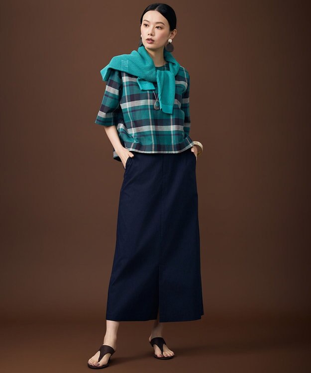 自由区 S ファインリネンナイロン カーディガン エメラルド