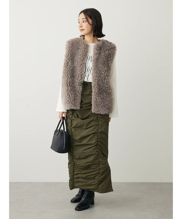 Green Parks ・Ｐｅｔｉｔ　Ｆｌｅｕｒ　ロゴｐｔフレアスリーブロンＴ Off White