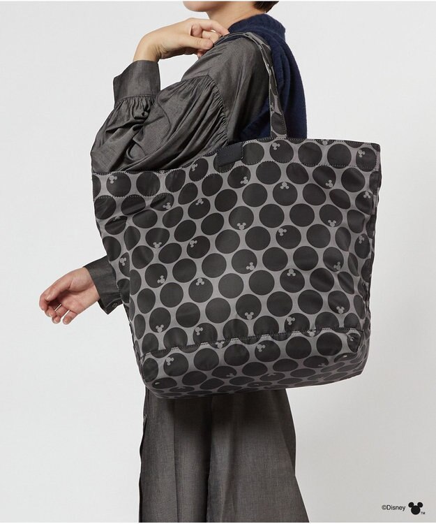 Y'SACCS 【Disney Collection】シルエットプリントトートバッグ　Lサイズ グレー