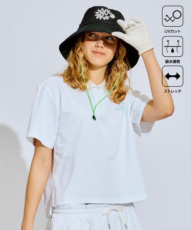 PW CIRCULUS 【UV遮蔽率95.3% UVカット / 速乾 / ストレッチ】【WOMEN】PW NEW ベーシックポロ ゴルフウェア レディース ホワイト系