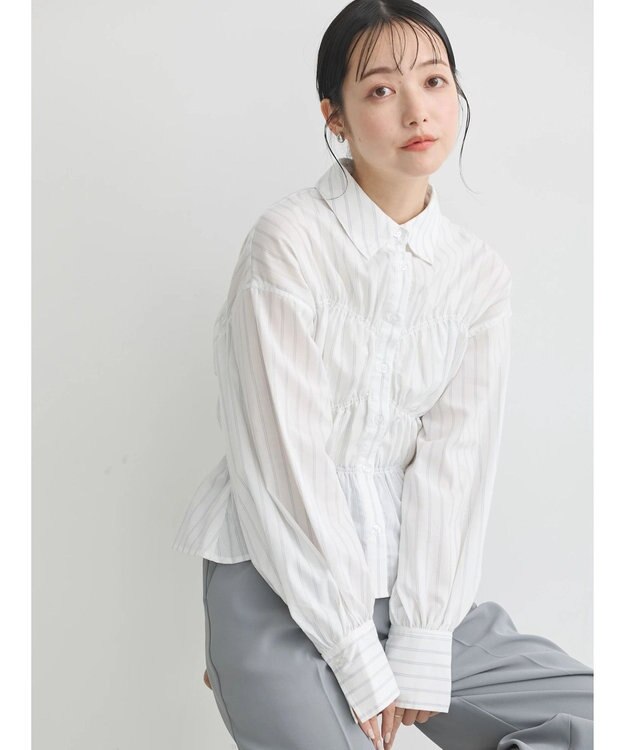 earth music&ecology ビスチェライクシャーリングシャツ（ストライプ） Stripe