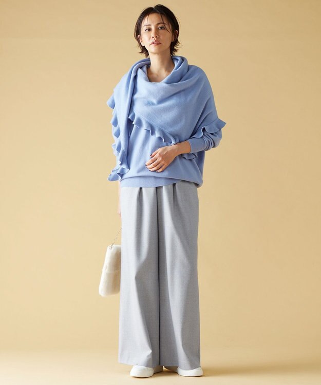 自由区 【カタログ掲載・洗える】ピュアカシミヤ ストール テンダーブルー