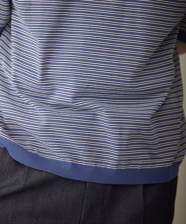 UNFILO MENS FINE MOVE クルーネック ニット [24年春夏商品] ブルーボーダー