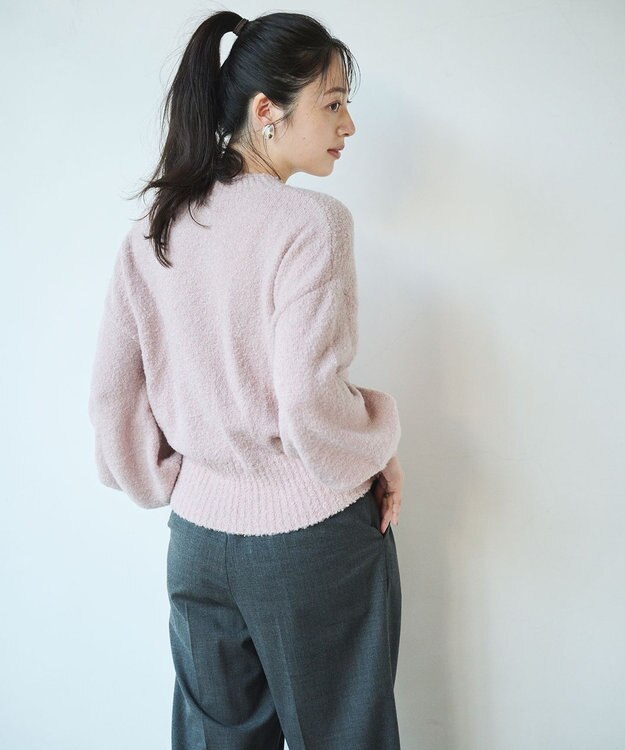 #Newans 【洗える】クロップドバルーンボリュームスリーブニット ピンク系