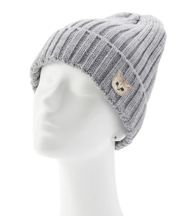 MOONBAT 【FUDGE11月号掲載】PAUL & JOE ACCESSOIRES ヌネット刺繍ワッペン付リブニット帽 グレー