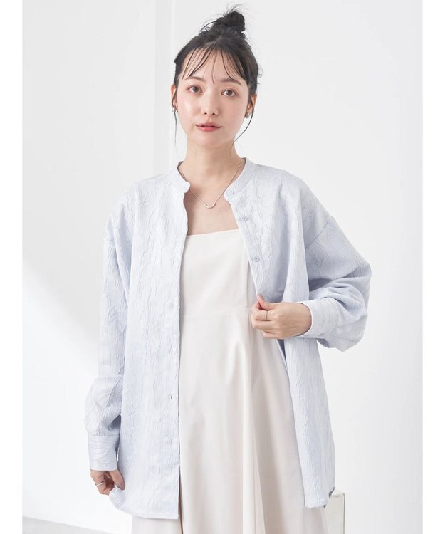 earth music&ecology フラワージャガードシャツ Sax