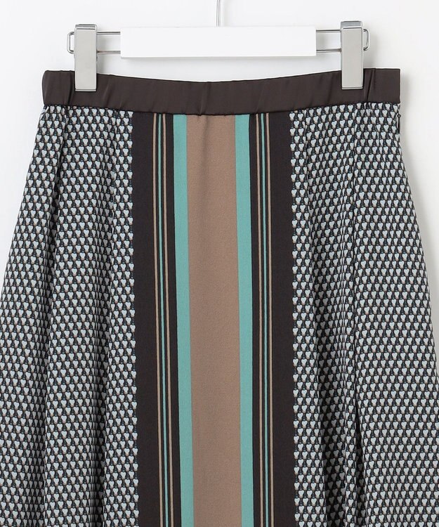 自由区 【洗える】ジオメトリックハートプリント スカート アクア系