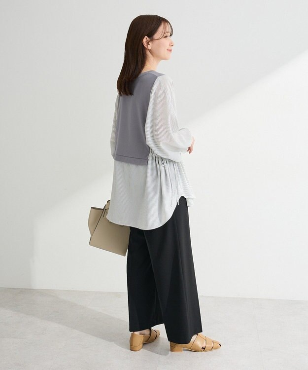 Green Parks 脇リボンドッキングチュニック Stripe Gray