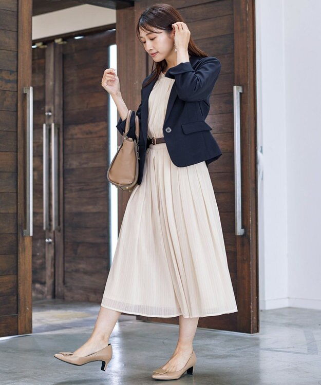 Tiaclasse 【新色追加・洗える】シフォンギャザーワンピース ベージュ