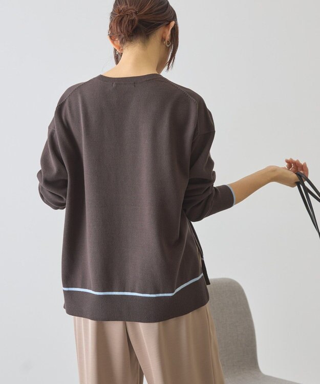 AMERICAN HOLIC バイカラークルーネックニットプルオーバー Brown