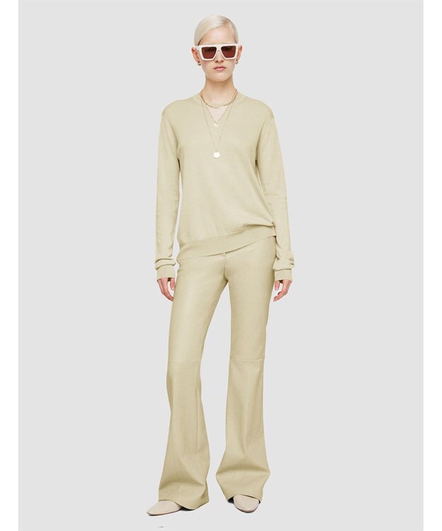 JOSEPH 【洗える】スーパーファインコットンシルク　ラウンドネックニット Quail