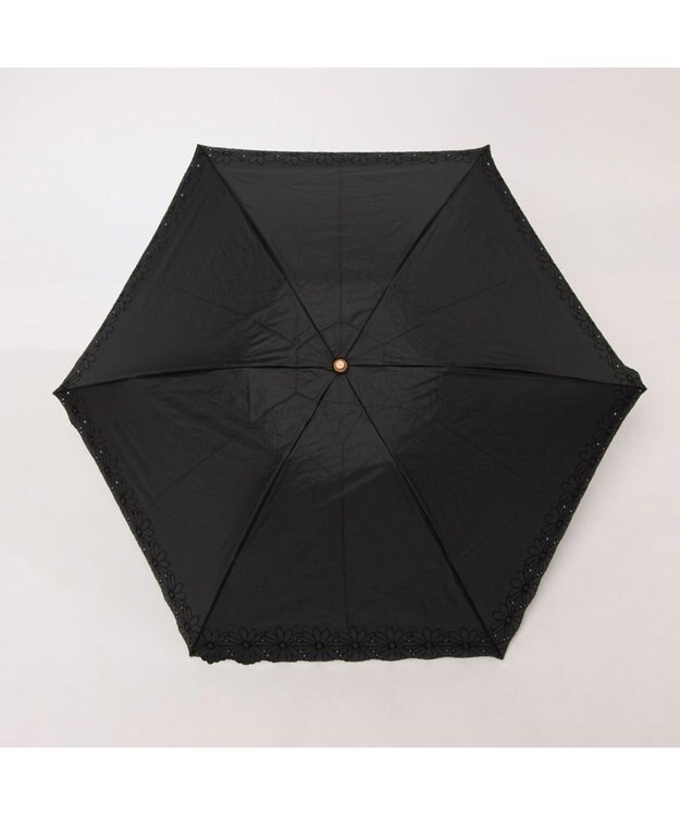 UNBILLION UV カット率99％以上  カシュネ cachenez / PUフラワーポーラー刺繍3段折りたたみ傘 ブラック
