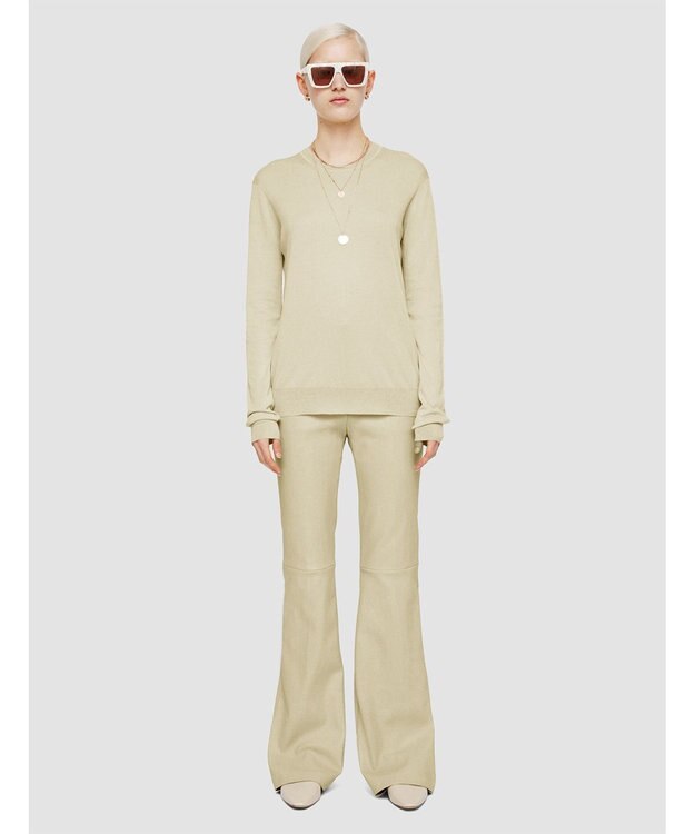 JOSEPH 【洗える】スーパーファインコットンシルク　ラウンドネックニット Quail