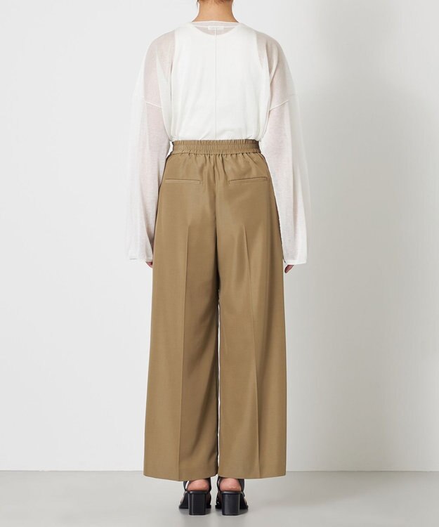 NAVE 【ReNAVE・セットアップ可/撥水加工/防シワ/ウエストゴム】ポリエステルタッサー パンツ カーキ系