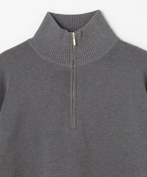 ANY L スウェットライクハーフジップニット グレー