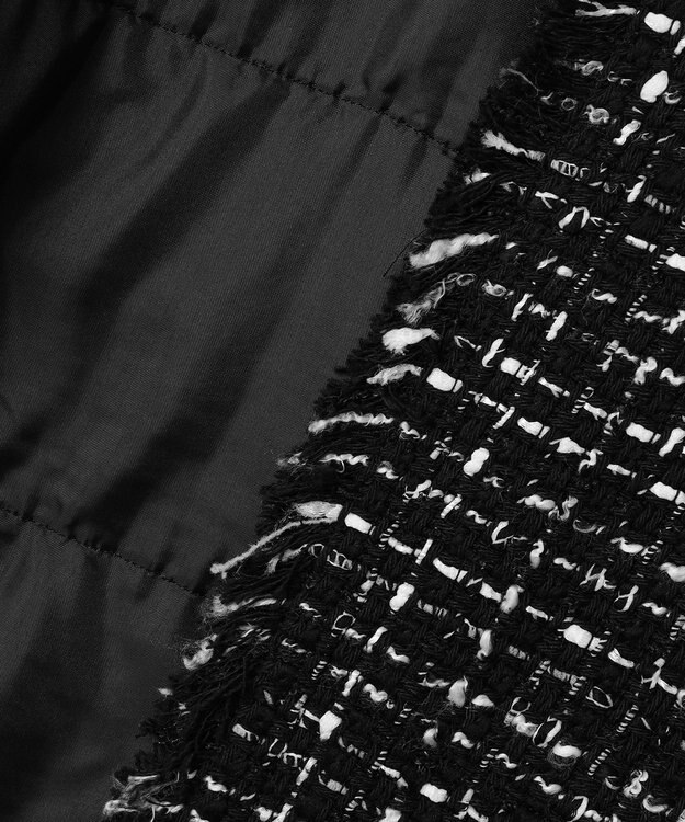 ICB L 【セットアップ着用可能】ロービングツイード ノーカラージャケット ブラック×オフホワイト系