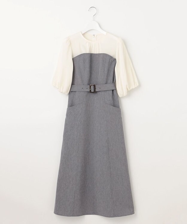 Feroux ドッキング風ワンピース ライトグレー系