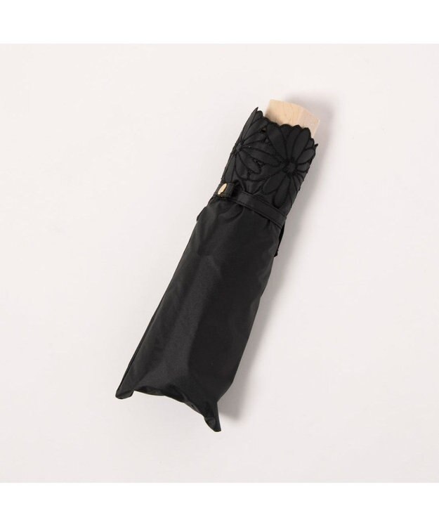 UNBILLION UV カット率99％以上  カシュネ cachenez / PUフラワーポーラー刺繍3段折りたたみ傘 ブラック