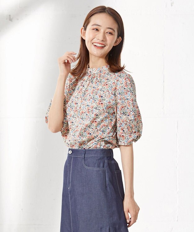 J.PRESS LADIES S 【洗える】LIBERTY Pepper&Coward スタンドカラー ブラウス ベージュ系5