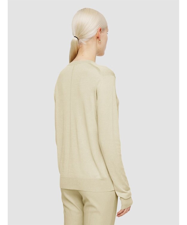 JOSEPH 【洗える】スーパーファインコットンシルク　ラウンドネックニット Quail