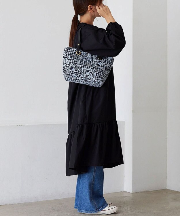 TOPKAPI 【TREASURE TOPKAPI】ジャガード生地 総柄 ミニ トートバッグ ブルー