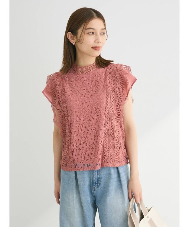 Green Parks ・Ｐｅｔｉｔ　Ｆｌｅｕｒ　フレンチレーシ－ブラウス Pink