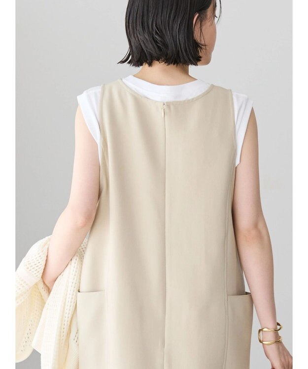 AMERICAN HOLIC イージーケアＵネックＩラインワンピース Gray Beige