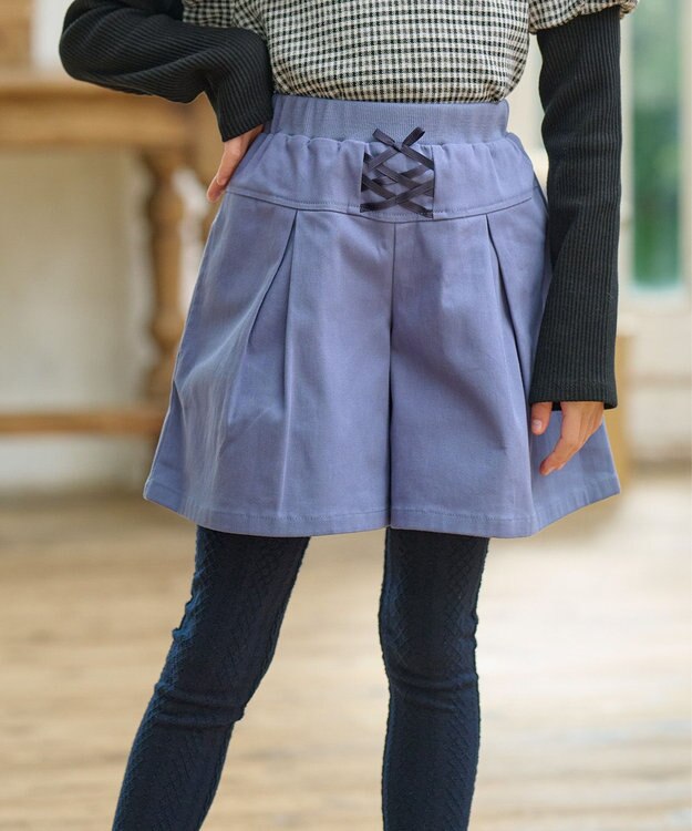 組曲 KIDS 【150-160㎝】レースアップ キュロット ダスティブルー系