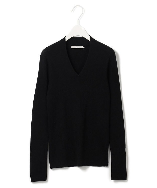 ICB 【新色追加・洗える】エクストラファインメリノ Vネックプルオーバー ブラック系