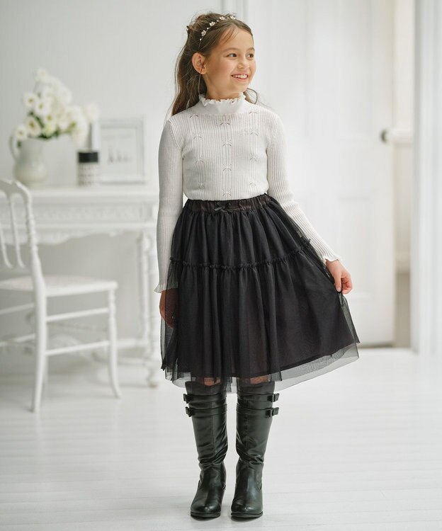 組曲 KIDS 【150-160㎝】リブニット オフホワイト系