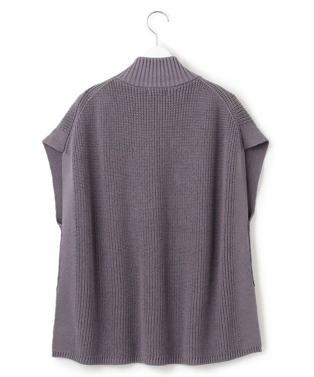 J.PRESS YORK STREET 【WOMEN】コットンニット ハーフジップポンチョ ダルブルー系