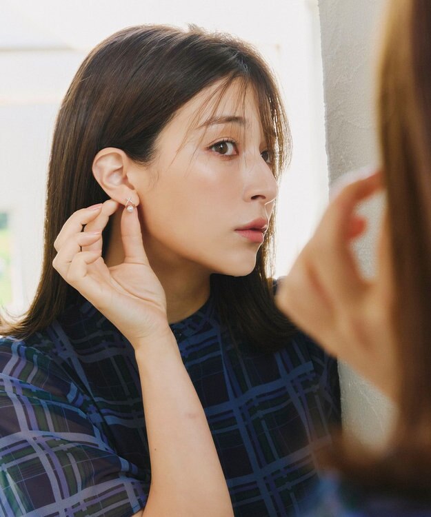 Tiaclasse 【選べる2TYPEデザイン】【金属アレルギー対応】クロスドロップピアス＆イヤリング ピアス：ピンクゴールド