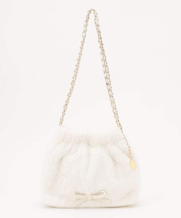 Feroux キルティング＆エコファー チェーンバッグ ホワイト系