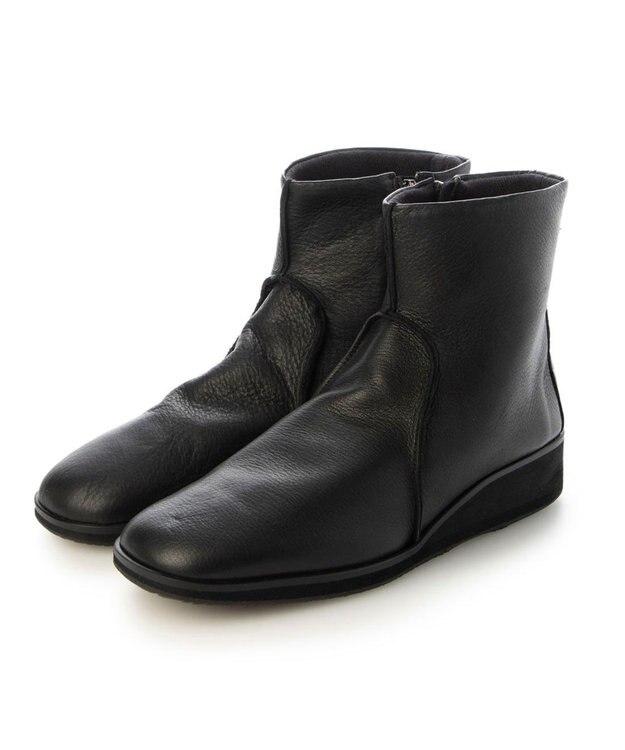 MODE ET JACOMO <D'ICI>スクエアトゥフラットブーツ ブラック