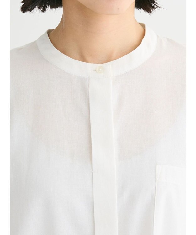 Green Parks 綿麻混ポンチョ風シャツ Off White