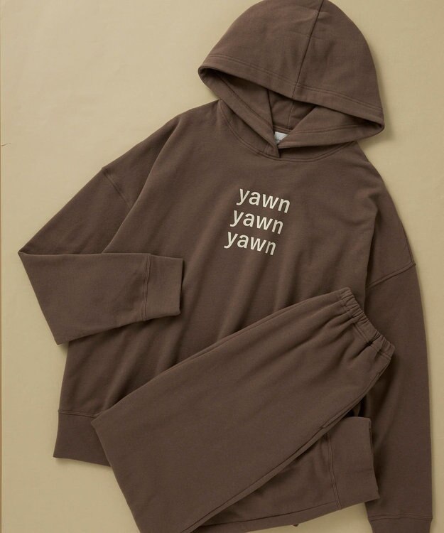 une nana cool 【綿混】あくびのお嬢さんの裏毛フーディーパジャマ ブラウン