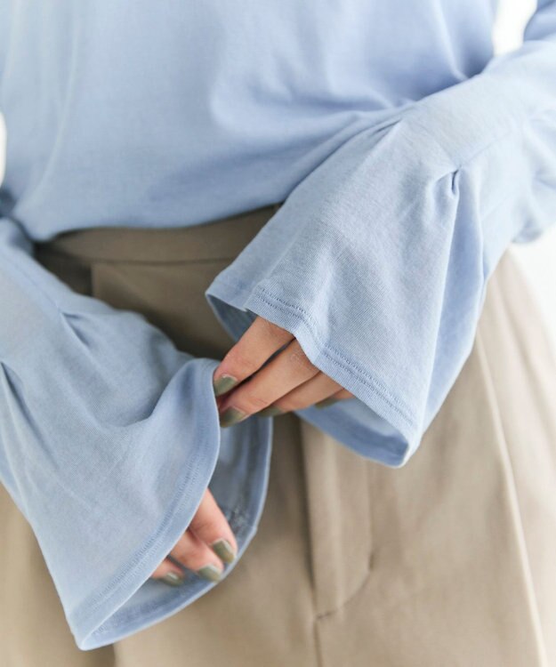 #Newans 【洗濯機可能】フレアカフスシアープルオーバー ブルー