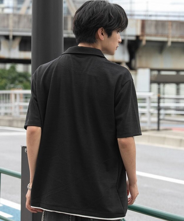 WEGO 【ユニセックス着用ITEM】フェイクレイヤードニットポロシャツ（SS） ブラック