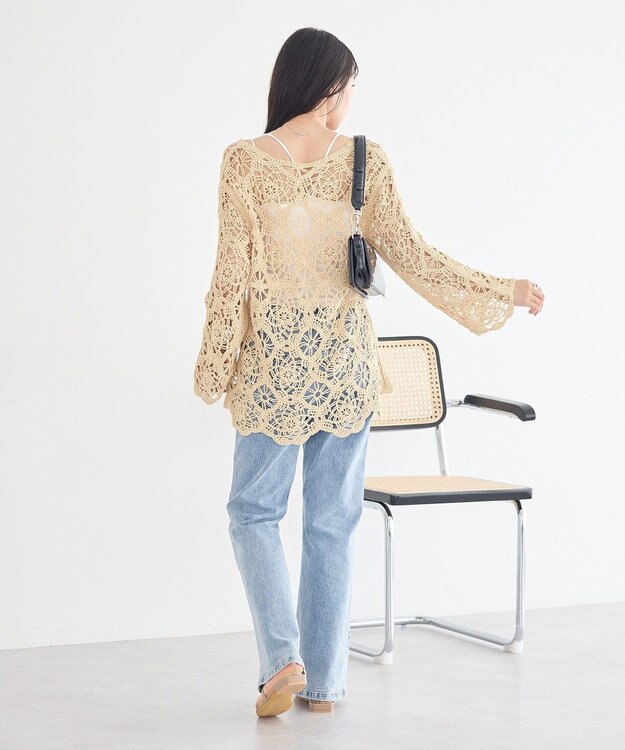 earth music&ecology クロシェ風プルオーバー Light Yellow