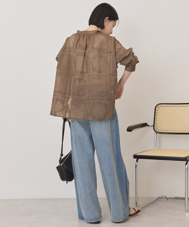 AMERICAN HOLIC スキッパーレースブラウス Mocha