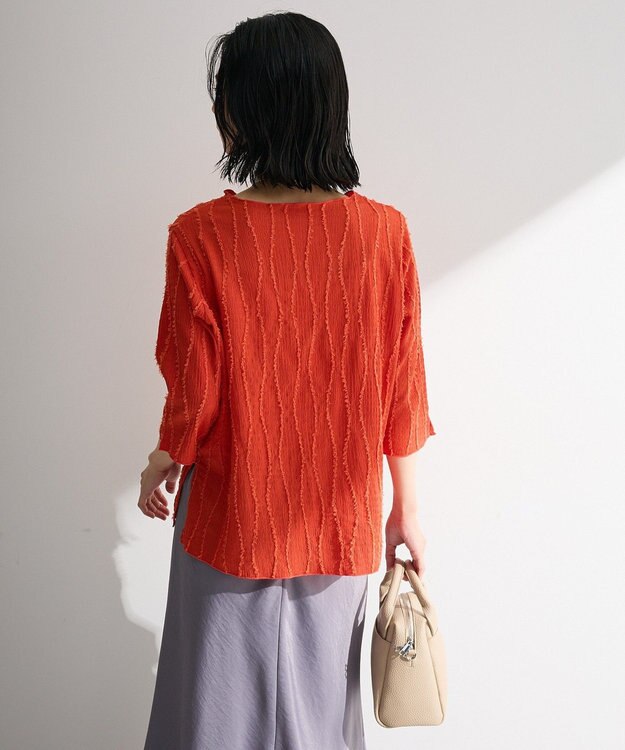 Green Parks ５分袖表面感カットプルオーバー Orange