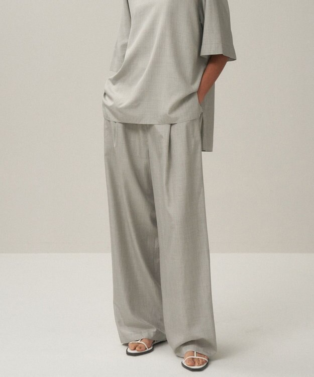 ATON SILK TROPICAL | イージーワイドパンツ TOP GRAY