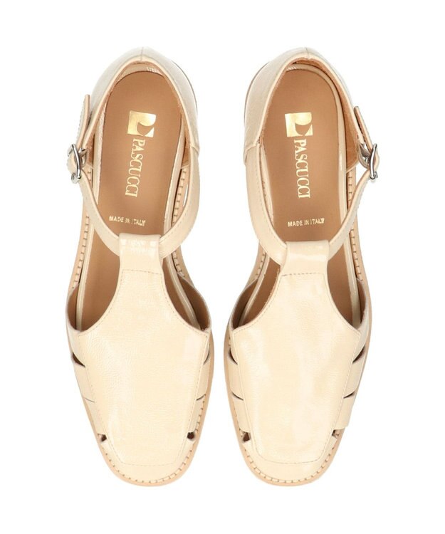 INTER-CHAUSSURES 【PASCUCCI】ソフトスクエアトウグルカシューズ ベージュエナメル