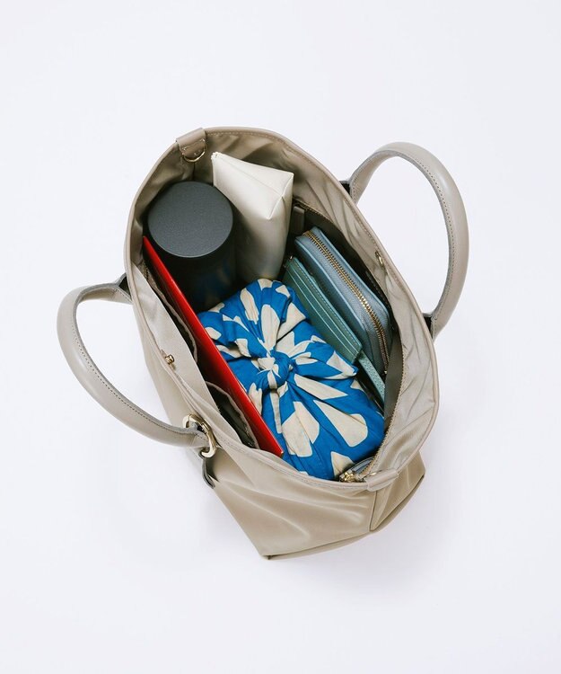 TOPKAPI 【Breath TOPKAPI】ナイロン レザーハンドル シンプル ミニ トートバッグ / 軽量 グレージュ