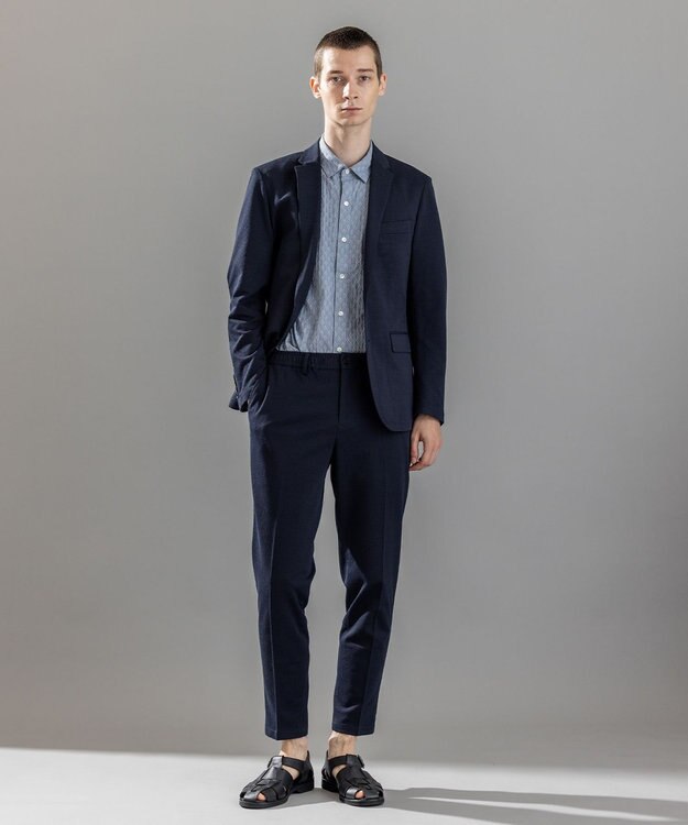 JOSEPH HOMME 新素材【通気性/ストレッチ】グリットタックジャージー / ドロスト付きテーパードパンツ PEGG CONVERTIBLE ネイビー系