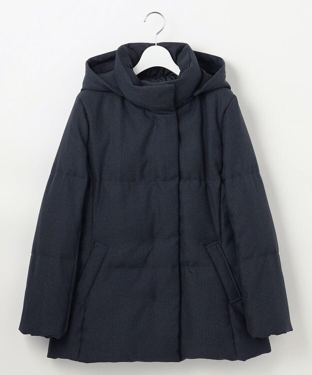 J.PRESS LADIES S 【洗える】ポリエステルハウンドトゥース ショート ダウンコート ネイビー系3