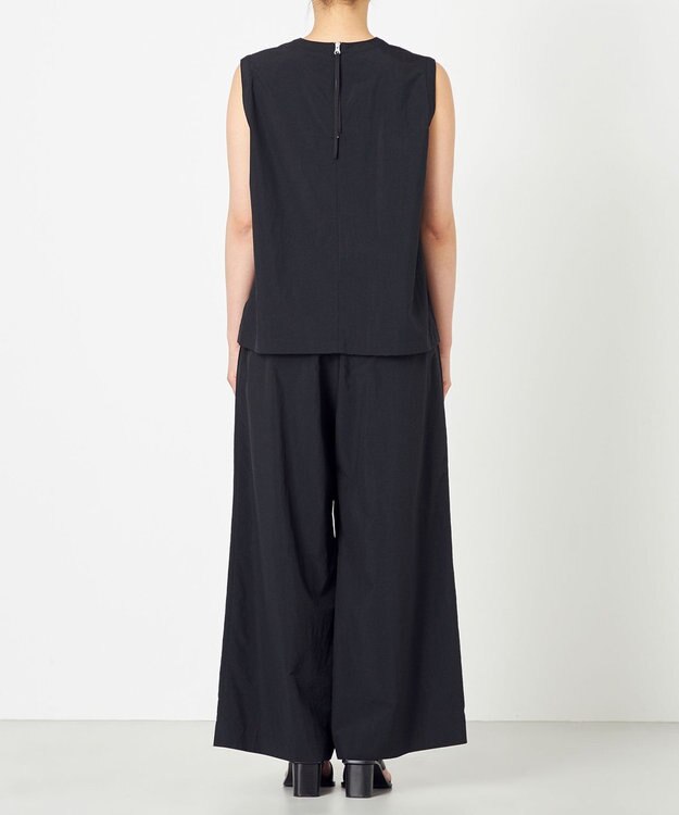 NAVE 【ReNAVE・洗える/撥水加工/接触冷感/UVケア/セットアップ】ナイロンタスラン ノースリブラウス ブラック系