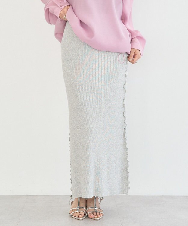 earth music&ecology サイドメローリブニットスカート Gray Mixture