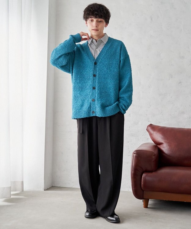 WEGO ツイストブークレカーディガン ブルー