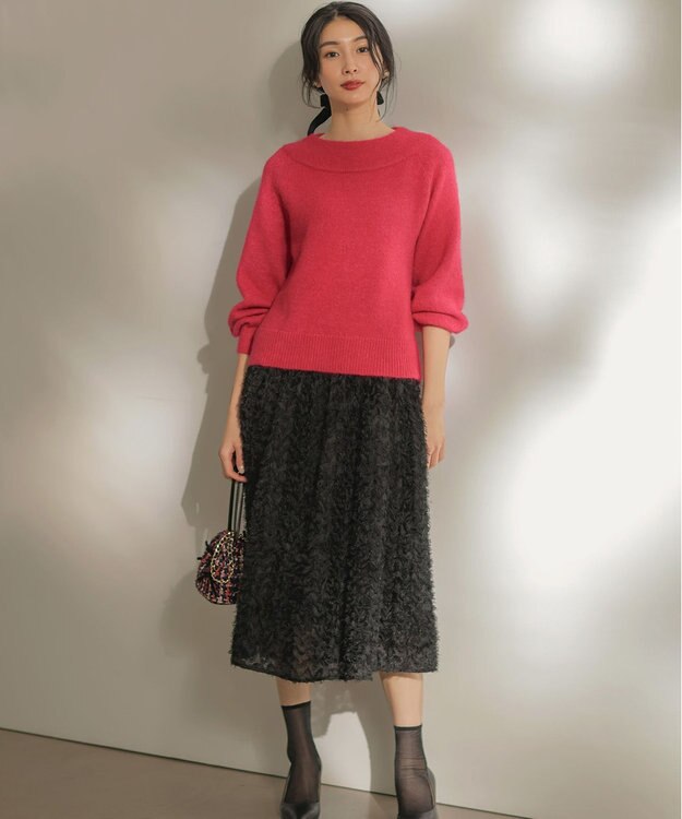 組曲 L ペタルチュール スカート ブラック系